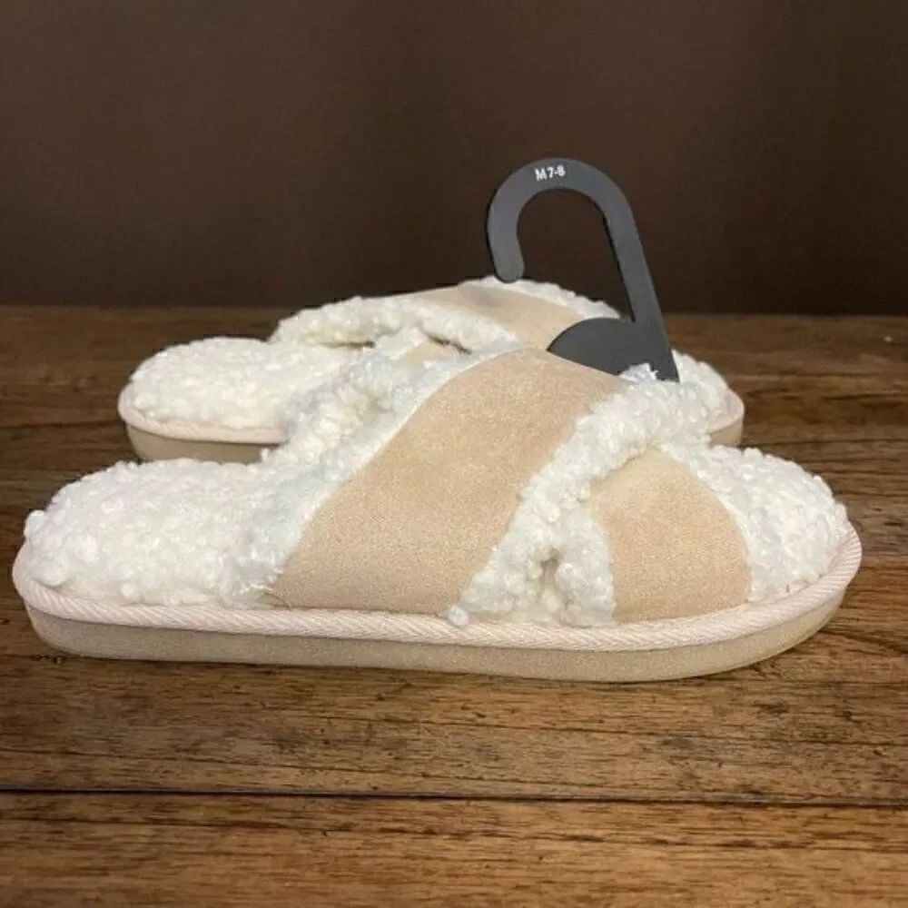 Alfani Crossband Faux Fur & Sherpa Slippers